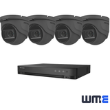 Hikvision 5MP Analogue CCTV Kit – 4 Audio Turret Cameras (2.8 mm, IP67, IR) + 4‑Channel AcuSense Hybrid DVR