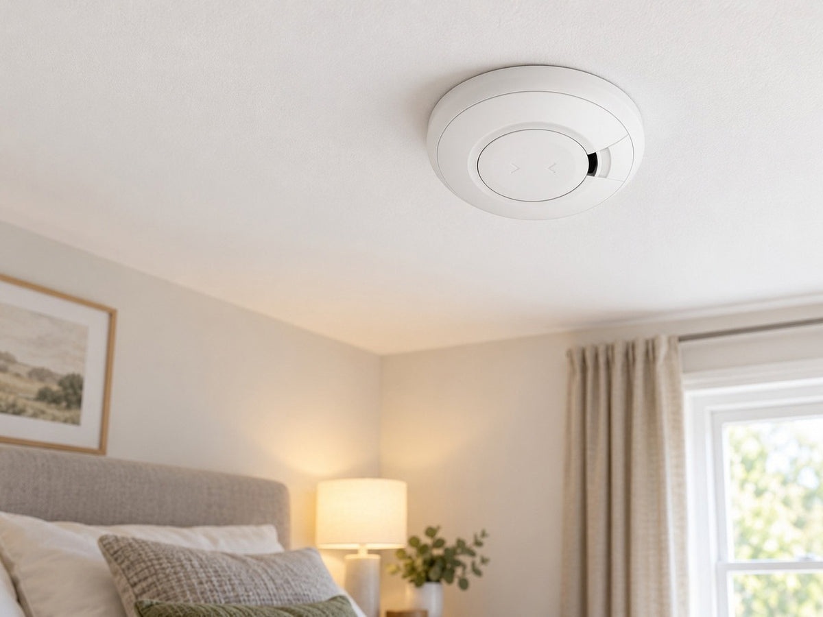 Aico Ei650iRF shown at a bedroom ceiling.