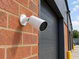 Ajax BulletCam • 8MP 4mm • White installed in British light-industrial unit.