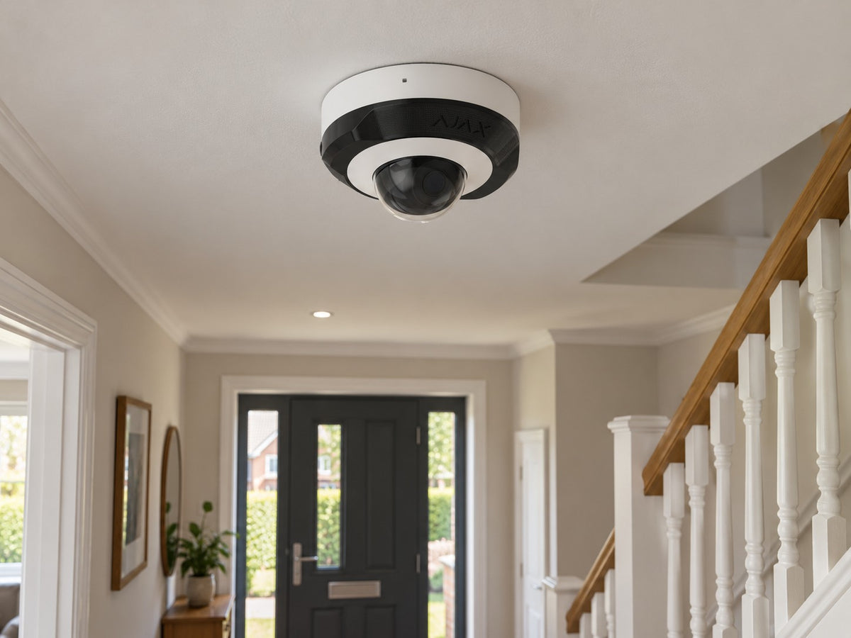 Ajax DomeCam Mini • 5MP 4mm • White installed in British detached home entrance hallway.
