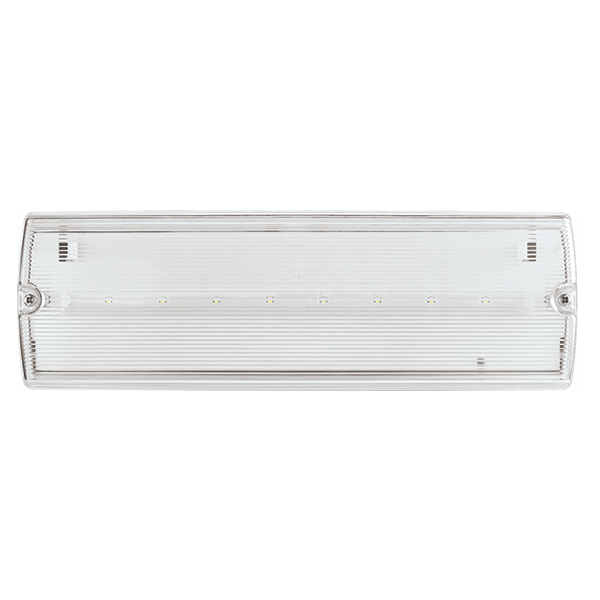 Duceri D1010SWH Emergency Bulkhead 3W LED IP65 Lithium Battery Switchable Self-Test White