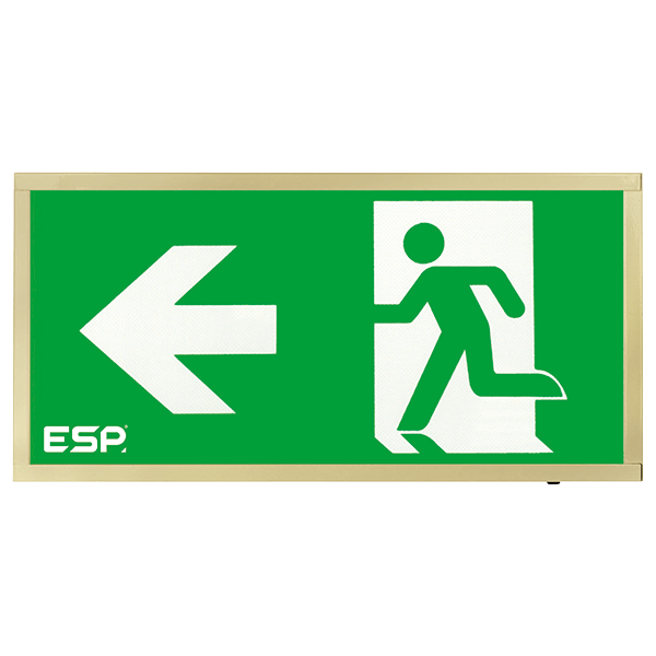 Duceri D120LBR Emergency Exit Box 3W LED IP20 Left Legend Maintained Brass