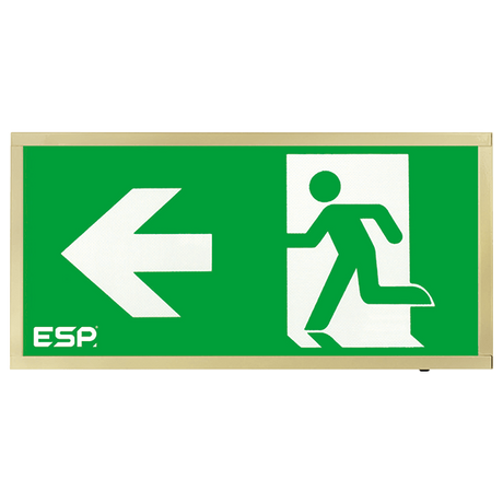 Duceri D120LBR Emergency Exit Box 3W LED IP20 Left Legend Maintained Brass