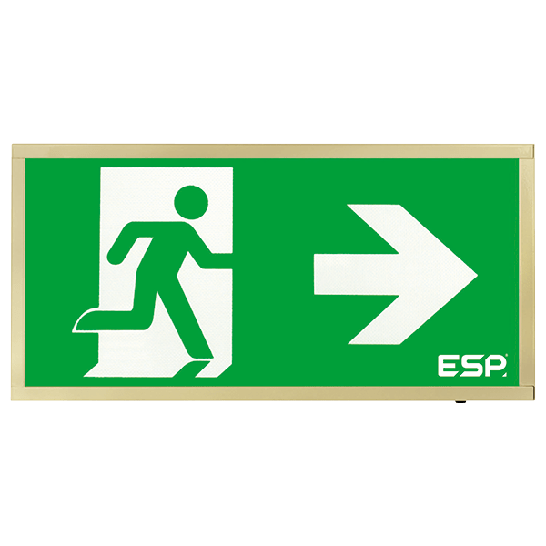 Duceri D120RBR Emergency Exit Box 3W LED IP20 Right Legend Maintained Brass