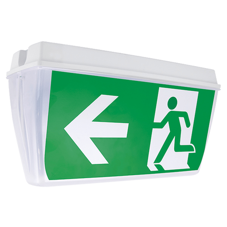 Duceri D151AWH Emergency Exit Sign Bulkhead 3W LED IP65 Legends Maintained White