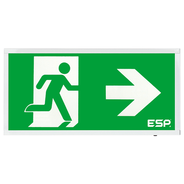 Duceri D520RWH Emergency Self-Test Exit Box 3W LED IP20 Right Legend Maintained White