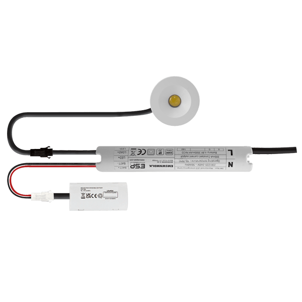 Duceri D2413WH Emergency Downlight 5W LED IP20 Open Lens Non-Maintained White Bezel