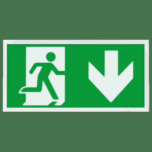 Duceri D120DWH Fire Exit Sign, Surface Exit Box, 3W LED IP20 Down Legend Lithium Battery Switchable White