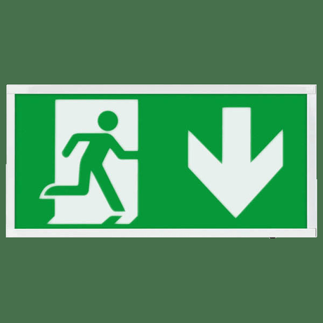 Duceri D120DWH Fire Exit Sign, Surface Exit Box, 3W LED IP20 Down Legend Lithium Battery Switchable White