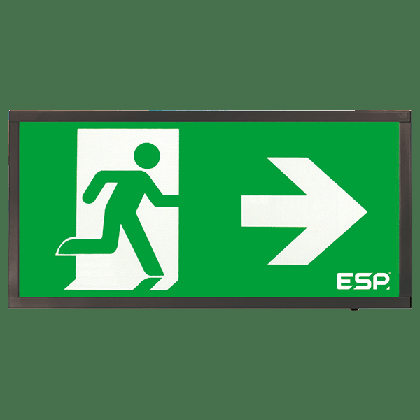 Duceri D120RBK Fire Exit Sign, Surface Exit Box, 3W LED IP20 Right Legend Lithium Battery Switchable Black