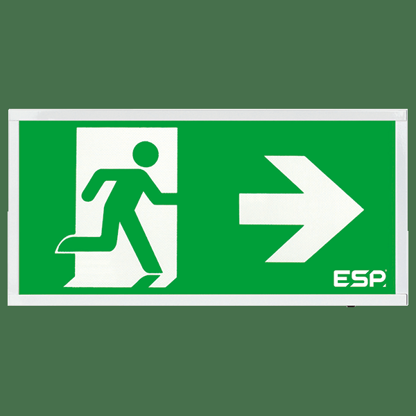 Duceri D120RWH Fire Exit Sign, Surface Exit Box, 3W LED IP20 Right Legend Lithium Battery Switchable White