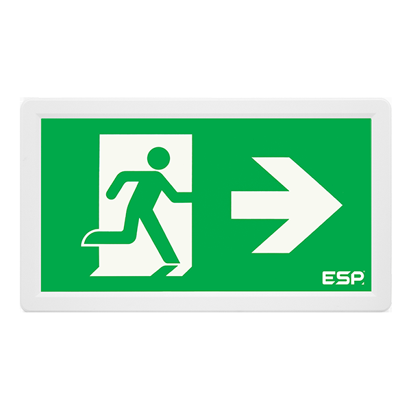 Duceri D121SAWH Emergency Surface Slimline Exit Box 3W LED IP20 All Legends Lithium Battery Maintained Switchable Self-Test White
