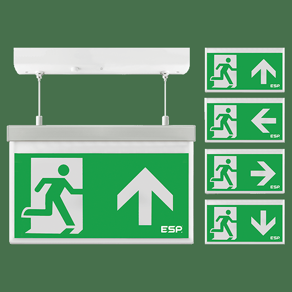 Duceri D330AWH Fire Exit Sign, Hanging, 3W LED IP20 All Legends Lithium Battery Maintained White