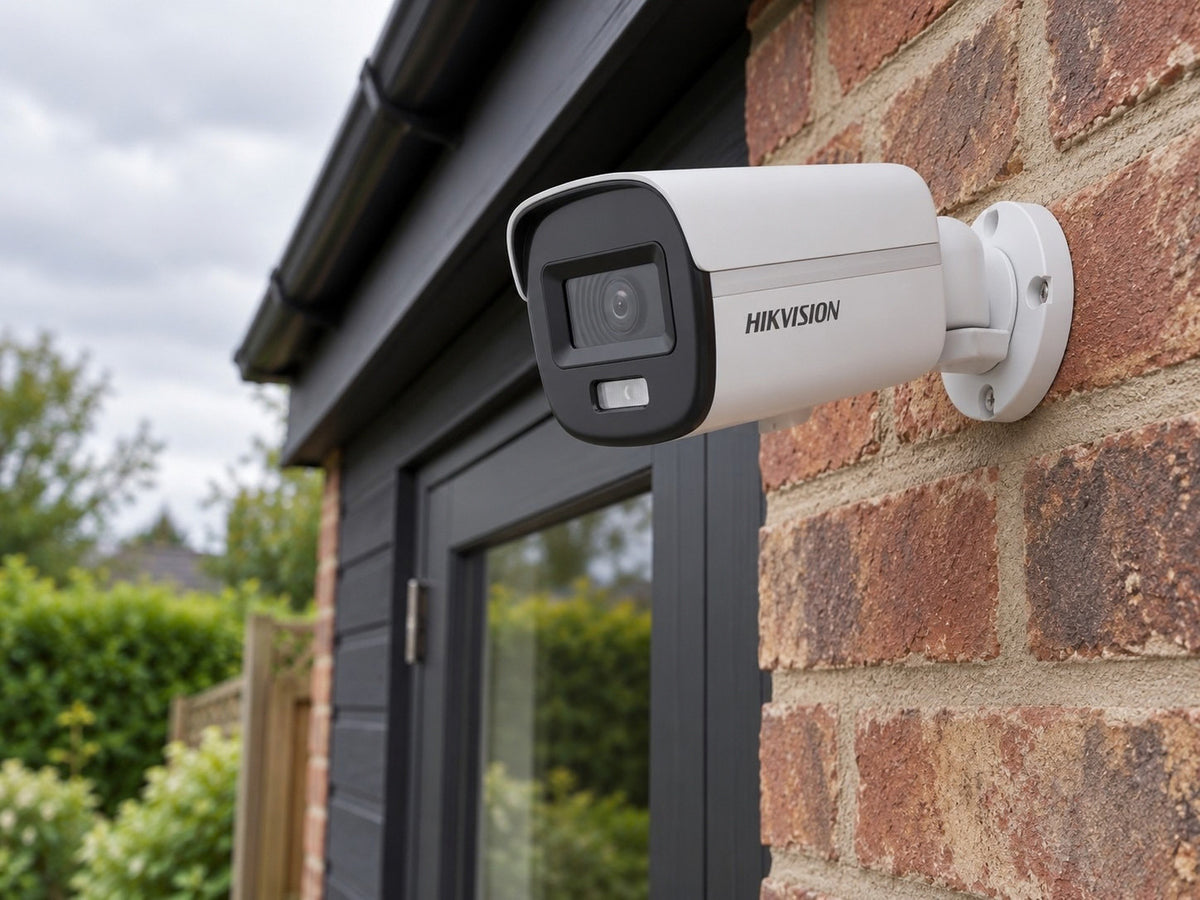 Hikvision DS-2CE10KF3T-LE (2.8 mm) shown at an exterior entrance.