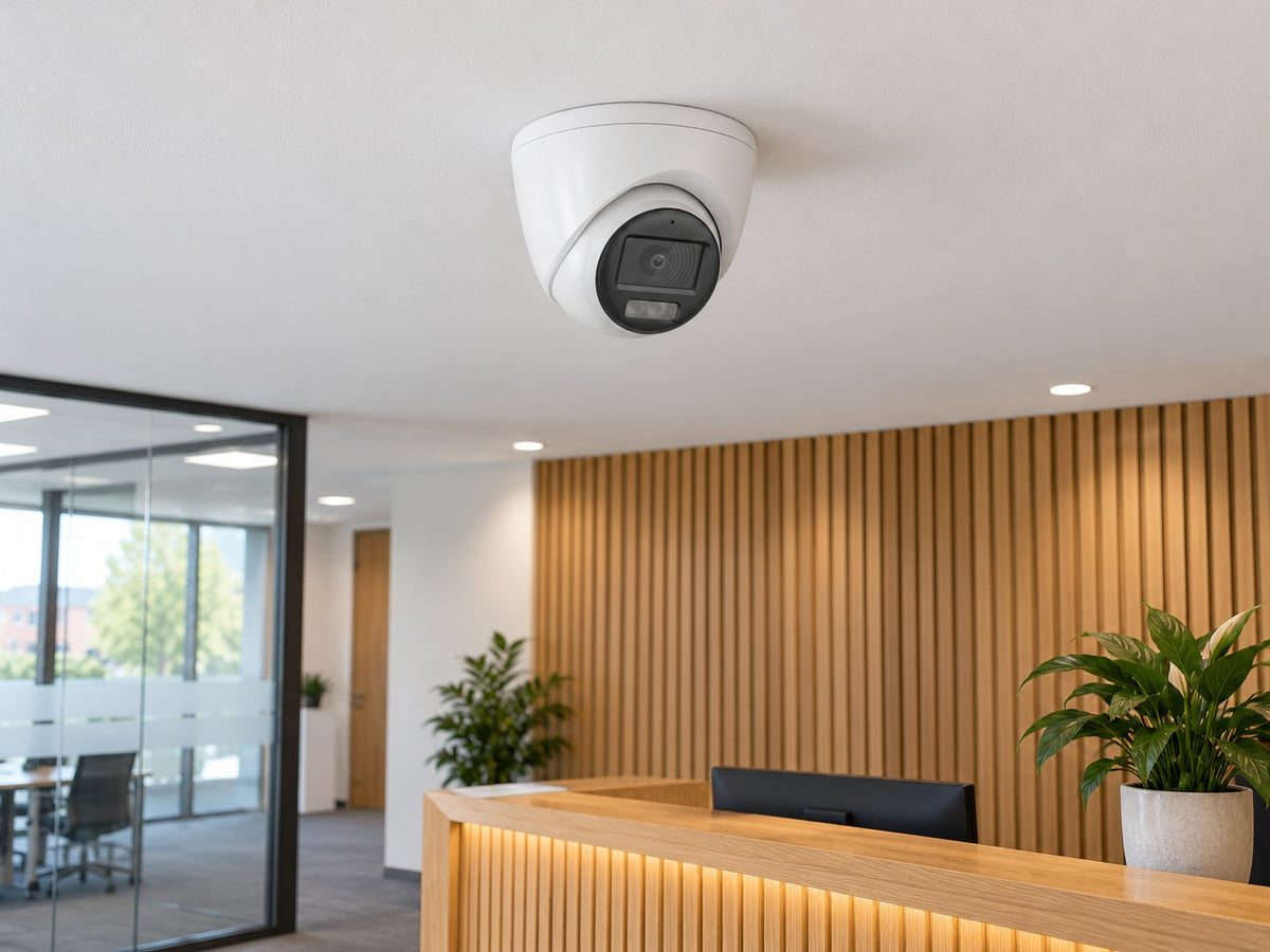 Hikvision DS-2CE72D8T-IT3SE installed in British office reception.