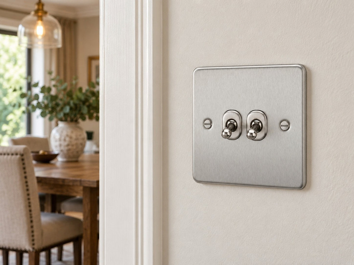 Knightsbridge FP2TOGBC shown at a dining-room wall.