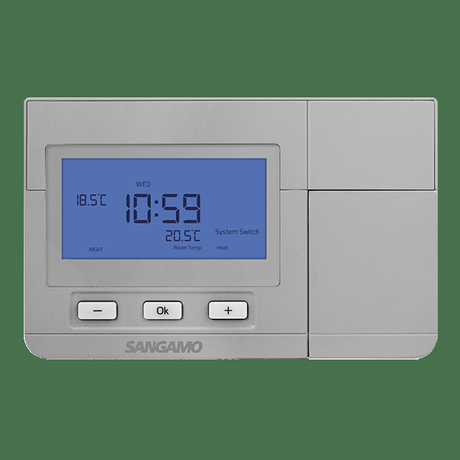 Sangamo CHPRSTATDPS Choice Plus Room Thermostat Digital Silver 7 Day Programmable With Frost Protection
