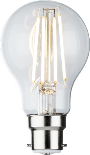 Knightsbridge 230V 8W LED BC B22 Clear GLS Filament Lamp 2700K Dimmable GLSD8ABCC - West Midland Electrics | CCTV & Electrical Wholesaler