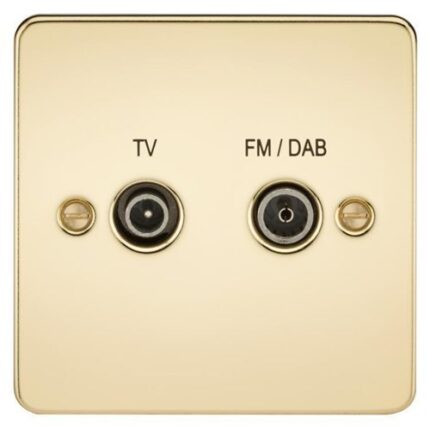 Knightsbridge Flat Plate Screened Diplex Outlet (TV & FM DAB) – Polished Brass FP0160PB - West Midland Electrics | CCTV & Electrical Wholesaler 5