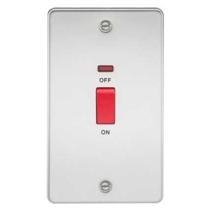 Knightsbridge Flat Plate 45A 2G DP switch with neon – polished chrome - West Midland Electrics | CCTV & Electrical Wholesaler 5