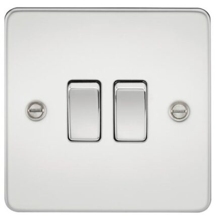 Knightsbridge Flat Plate 10AX 2G 2-way switch – polished chrome FP3000PC - West Midland Electrics | CCTV & Electrical Wholesaler 5