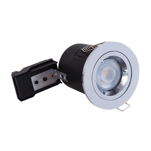 Meridian Fire-rated Fixed Satin Chrome Downlight IP20 - West Midland Electrics | CCTV & Electrical Wholesaler