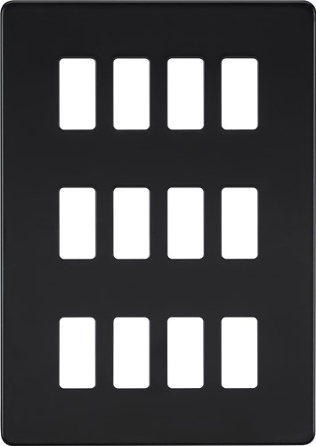 Knightsbridge Screwless 12G grid faceplate – matt black GDSF012MB - West Midland Electrics | CCTV & Electrical Wholesaler
