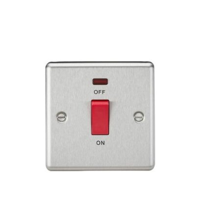 Knightsbridge 45A DP Switch with Neon (single size) – Rounded Edge Brushed Chrome CL81NBC - West Midland Electrics | CCTV & Electrical Wholesaler