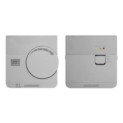 SANGAMO ESP Wireless Electronic Room Thermostat with Digital Display in Silver CHPRSTATDRFS - West Midland Electrics | CCTV & Electrical Wholesaler