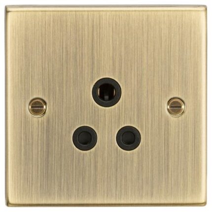 Knightsbridge 5A Unswitched Socket – Square Edge Antique Brass Finish with Black Insert CS5AAB - West Midland Electrics | CCTV & Electrical Wholesaler