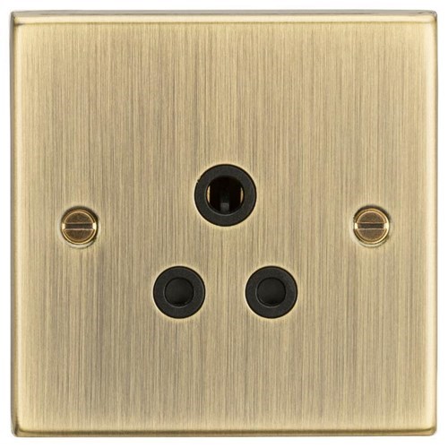Knightsbridge 5A Unswitched Socket – Square Edge Antique Brass Finish with Black Insert CS5AAB - West Midland Electrics | CCTV & Electrical Wholesaler
