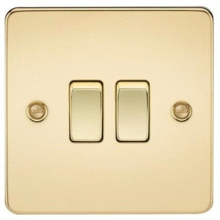 Knightsbridge Flat Plate 10AX 2G 2-way switch – polished brass FP3000PB - West Midland Electrics | CCTV & Electrical Wholesaler