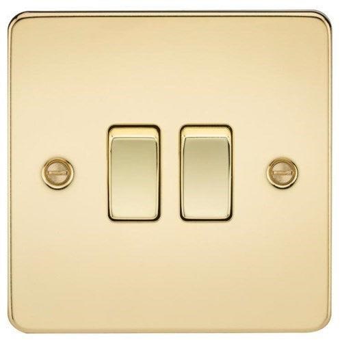 Knightsbridge Flat Plate 10AX 2G 2-way switch – polished brass FP3000PB - West Midland Electrics | CCTV & Electrical Wholesaler