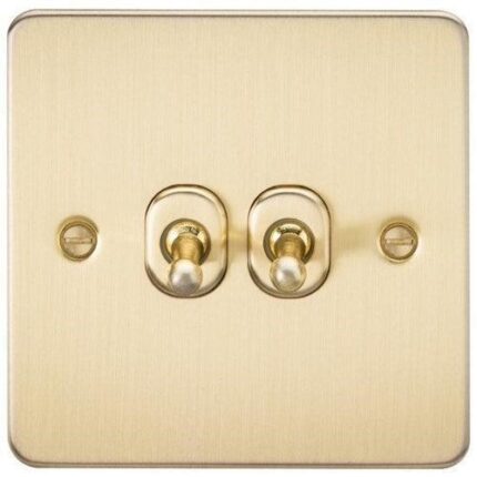 Knightsbridge Flat Plate 10AX 2G 2-way toggle switch – brushed brass FP2TOGBB - West Midland Electrics | CCTV & Electrical Wholesaler 5