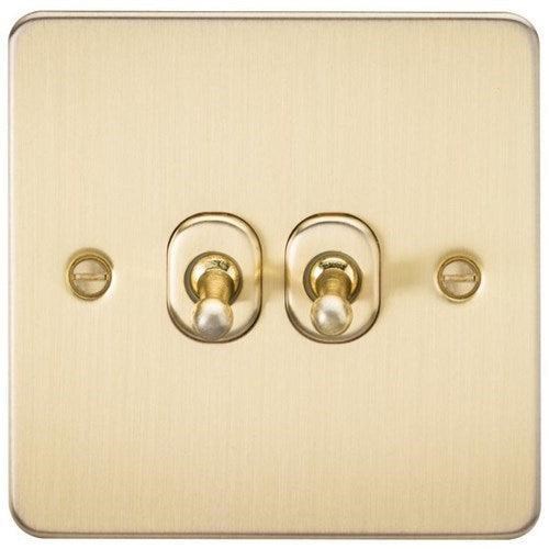 Knightsbridge Flat Plate 10AX 2G 2-way toggle switch – brushed brass FP2TOGBB - West Midland Electrics | CCTV & Electrical Wholesaler 3