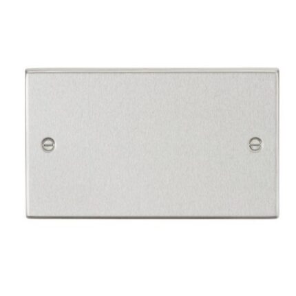 Knightsbridge 2G Blanking Plate – Square Edge Brushed Chrome CS86BC - West Midland Electrics | CCTV & Electrical Wholesaler