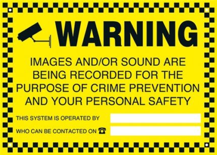 ESP CCTV Large Yellow Warning Sign WARN - West Midland Electrics | CCTV & Electrical Wholesaler