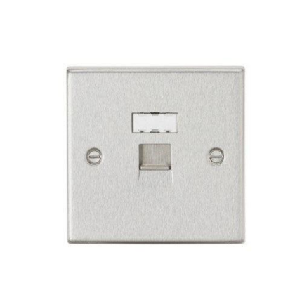 Knightsbridge RJ45 Network Outlet – Square Edge Brushed Chrome CS45BC - West Midland Electrics | CCTV & Electrical Wholesaler