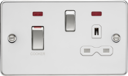 Knightsbridge 45A DP Switch and 13A switched socket with neons – polished chrome with white insert FPR83MNPCW - West Midland Electrics | CCTV & Electrical Wholesaler 5
