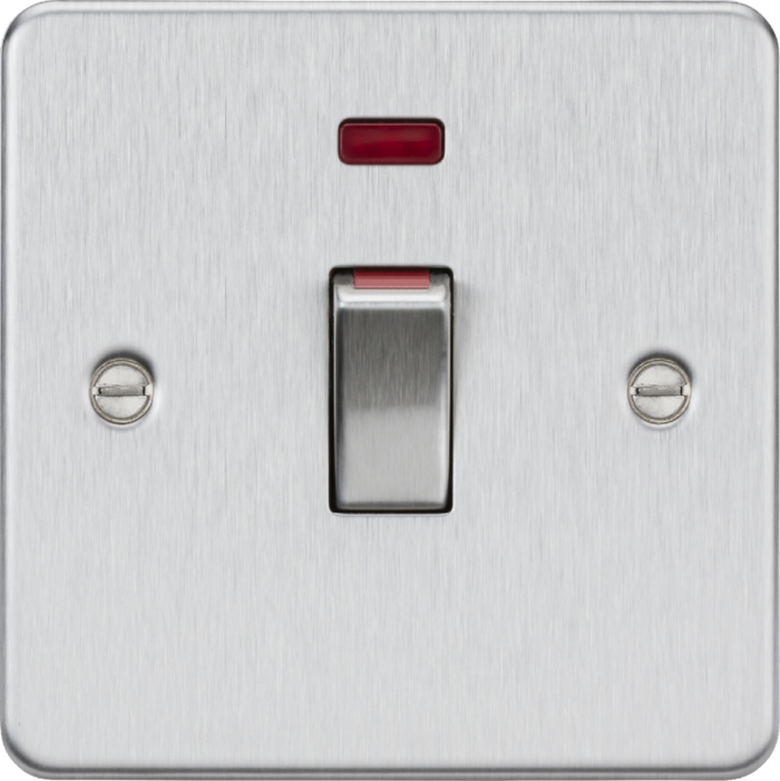 Knightsbridge 45A 1G DP Switch with neon – brushed chrome FP81MNBC - West Midland Electrics | CCTV & Electrical Wholesaler 3