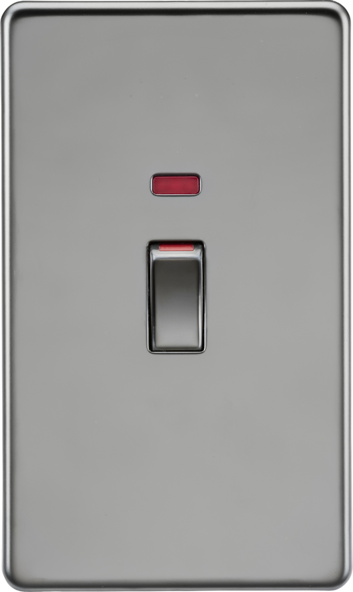 Knightsbridge 45A 2G DP switch with neon – black nickel SF82MNBN - West Midland Electrics | CCTV & Electrical Wholesaler