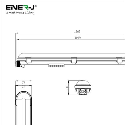 Ener-J Non Corrosive Waterproof Fitting, 1.2m 40W, 120 lumens per Watt, 6000K E180 - West Midland Electrics | CCTV & Electrical Wholesaler