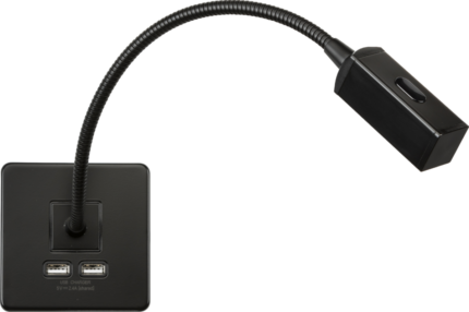 Knightsbridge Screwless Reading Light with Dual USB Charger – Matt Black SFRLMB - West Midland Electrics | CCTV & Electrical Wholesaler