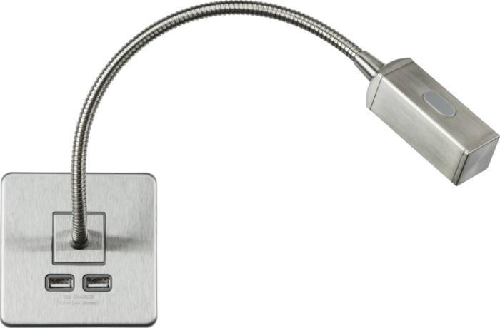Knightsbridge Screwless Reading Light with Dual USB Charger – Brushed Chrome SFRLBC - West Midland Electrics | CCTV & Electrical Wholesaler 3