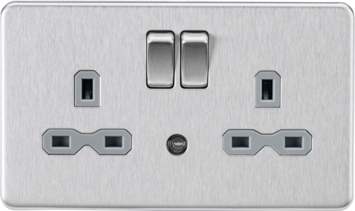 Knightsbridge 13A 2G DP switched socket with night light function – Brushed chrome with grey insert SFR9NLBCG - West Midland Electrics | CCTV & Electrical Wholesaler 3