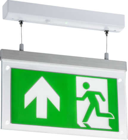 Knightsbridge 230V 2W LED Suspended Double-Sided Emergency Exit Sign - West Midland Electrics | CCTV & Electrical Wholesaler