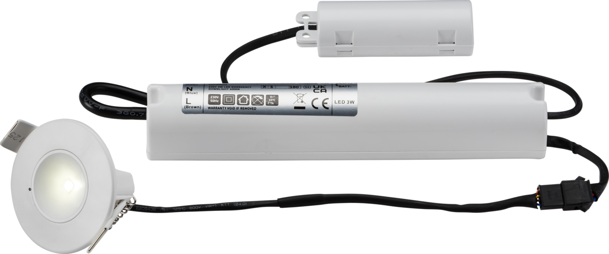 Knightsbridge 230V IP20 3.5W LED Self-test Emergency Downlight 3000K (maintained/non-maintained use) EMPOWER4WST - West Midland Electrics | CCTV & Electrical Wholesaler