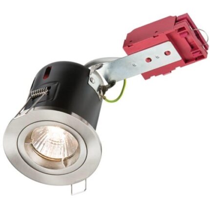 Knightsbridge 230V 50W Fixed GU10 IC Fire-Rated Downlight in Brushed Chrome VFRDGICCBR - West Midland Electrics | CCTV & Electrical Wholesaler