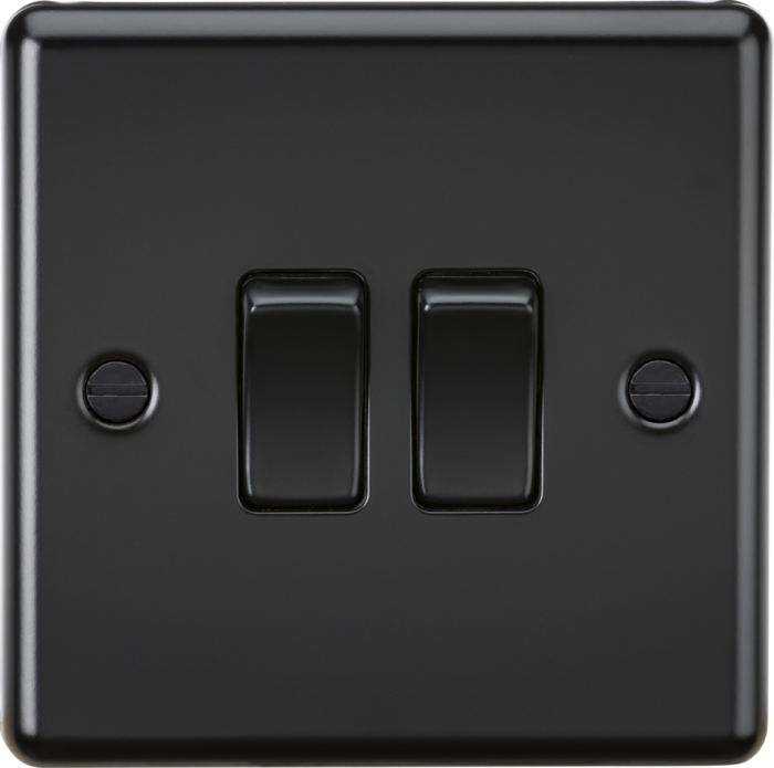 Knightsbridge 10AX 2G 2 Way Plate Switch – Matt Black CL3MBB - West Midland Electrics | CCTV & Electrical Wholesaler 3