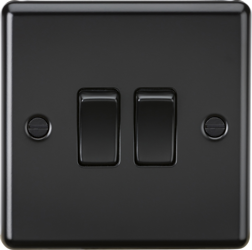 Knightsbridge 10AX 2G 2 Way Plate Switch – Matt Black CL3MBB - West Midland Electrics | CCTV & Electrical Wholesaler